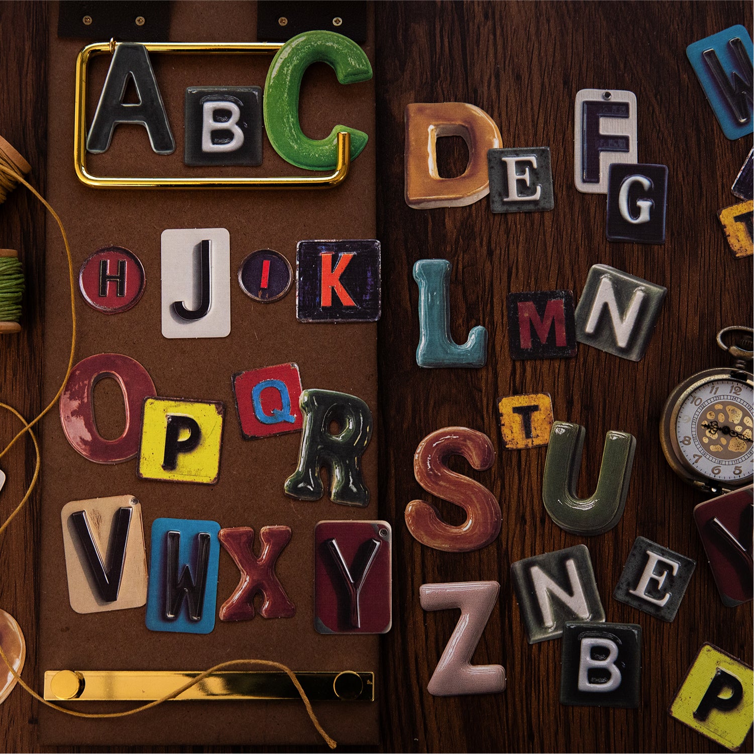 0827 Vintage Letter Sticker -52Pcs each pack
