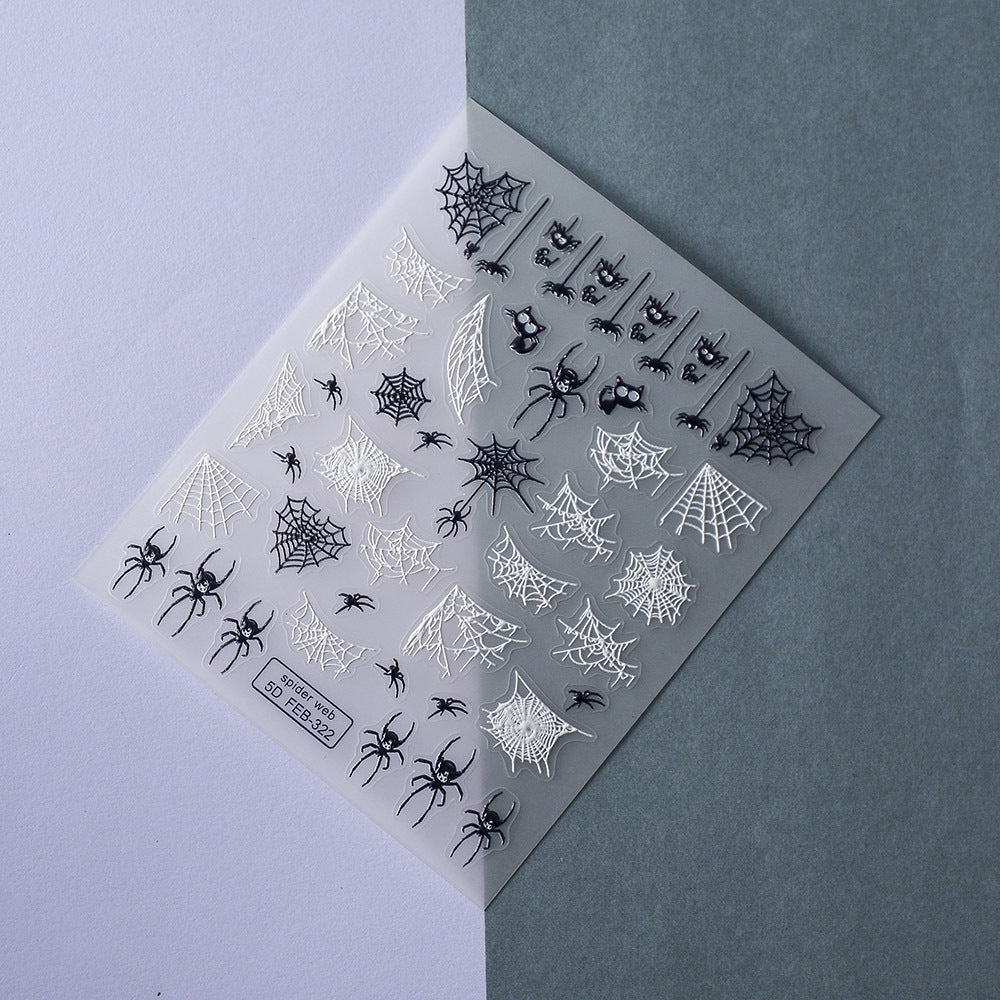 0806 M174- Spider web Embossed Mini sticker 1 Pcs