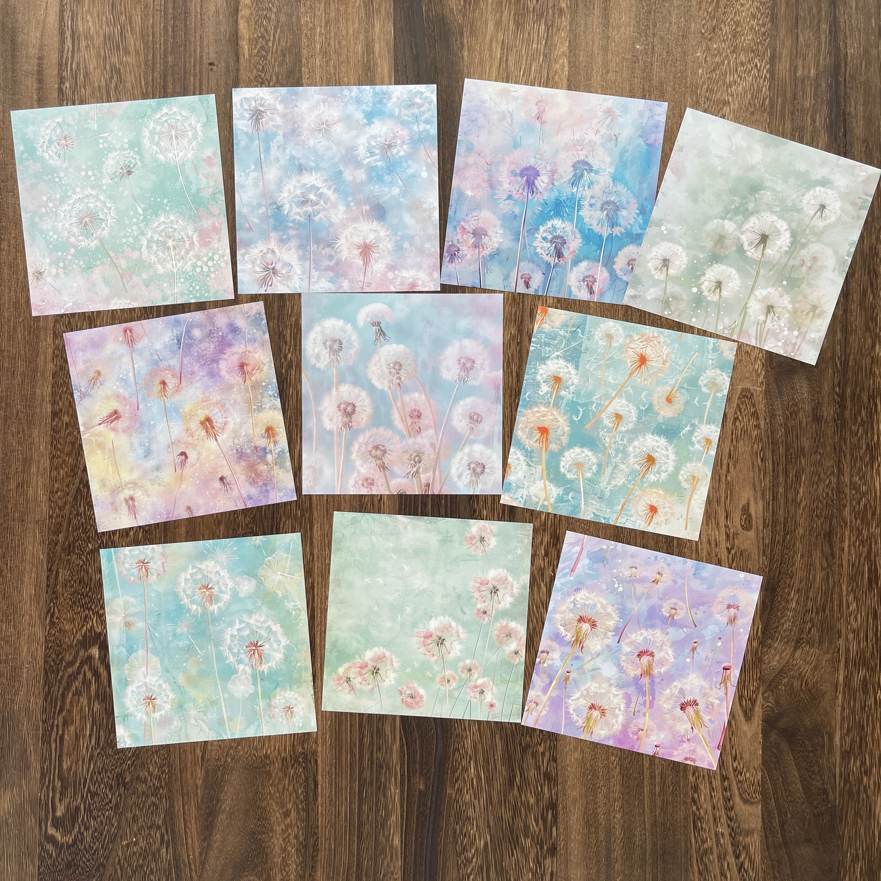 0818 Dandelion background paper 15*15cm -10Pcs each pack