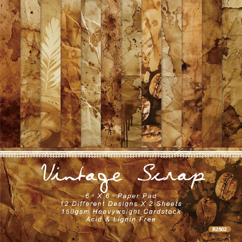 260402 Vintage Scrap Background Paper R2602 -24Pcs each pack
