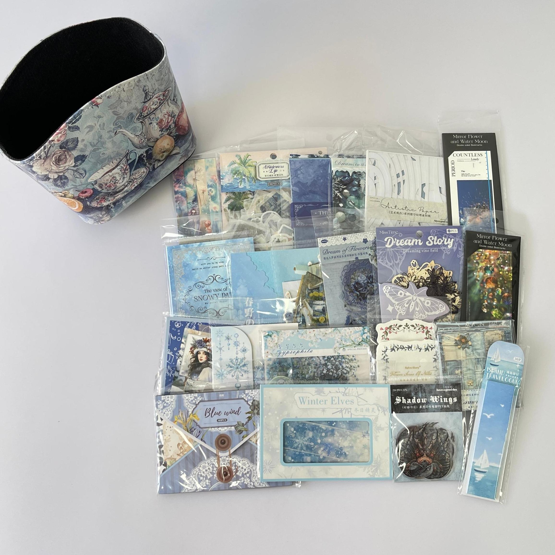 0817 B77 Blue journaling supplies mixed bundle