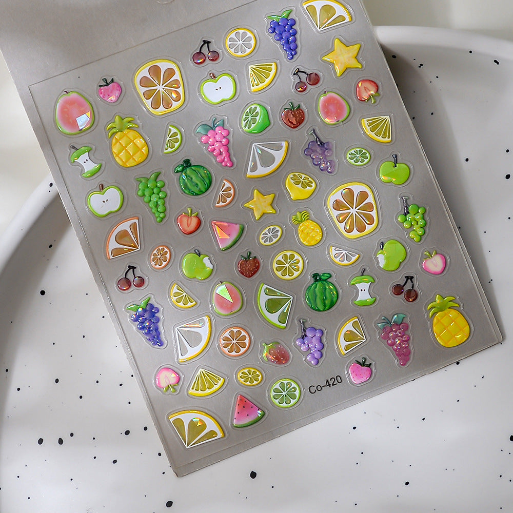 0715 M153- Summer fruits Embossed Mini sticker 1 Pcs