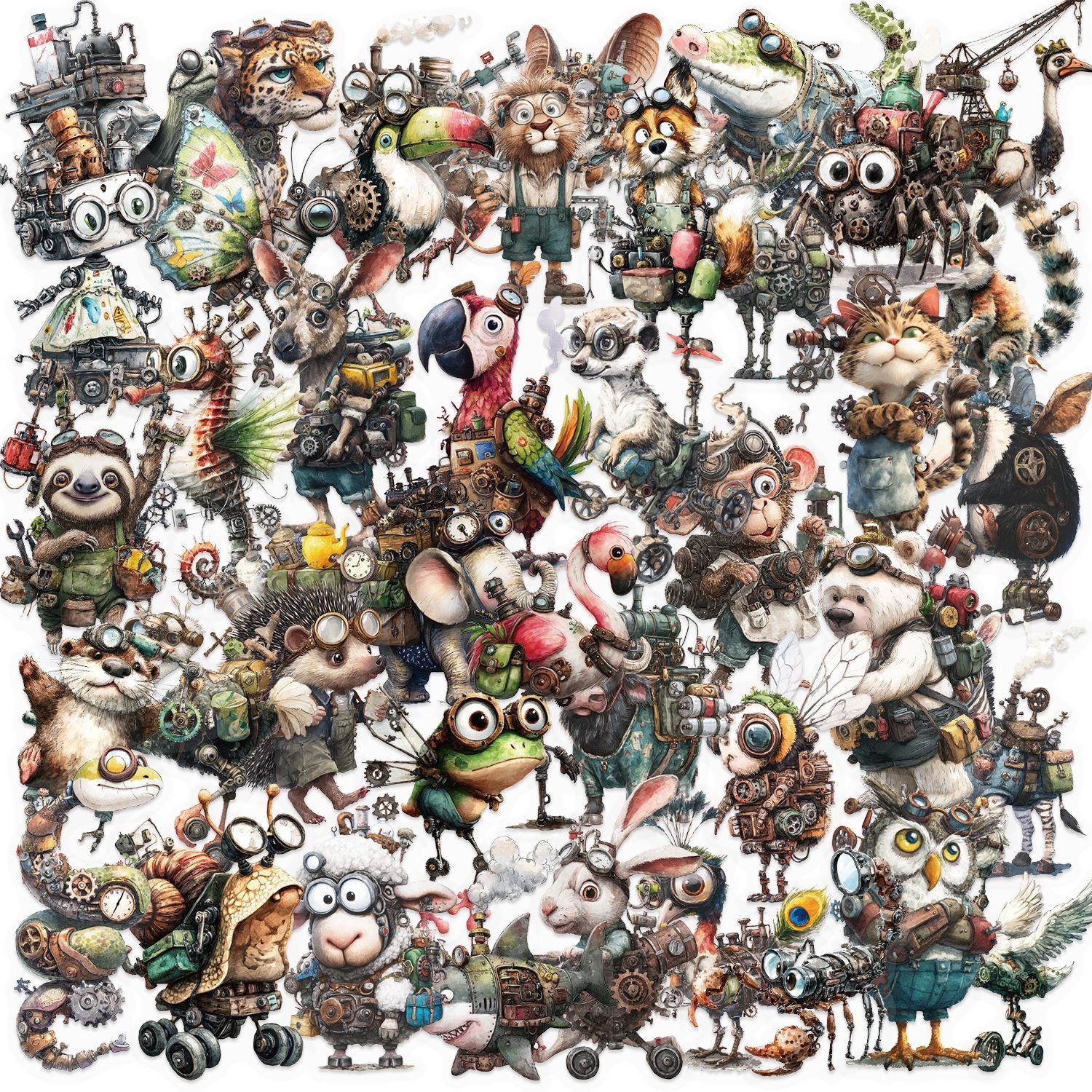 0823 50 Punk animals PET sticker