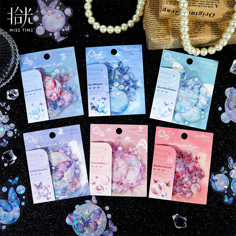 0221 Phantom Butterfly Mirage Series sticker -10Pcs each pack