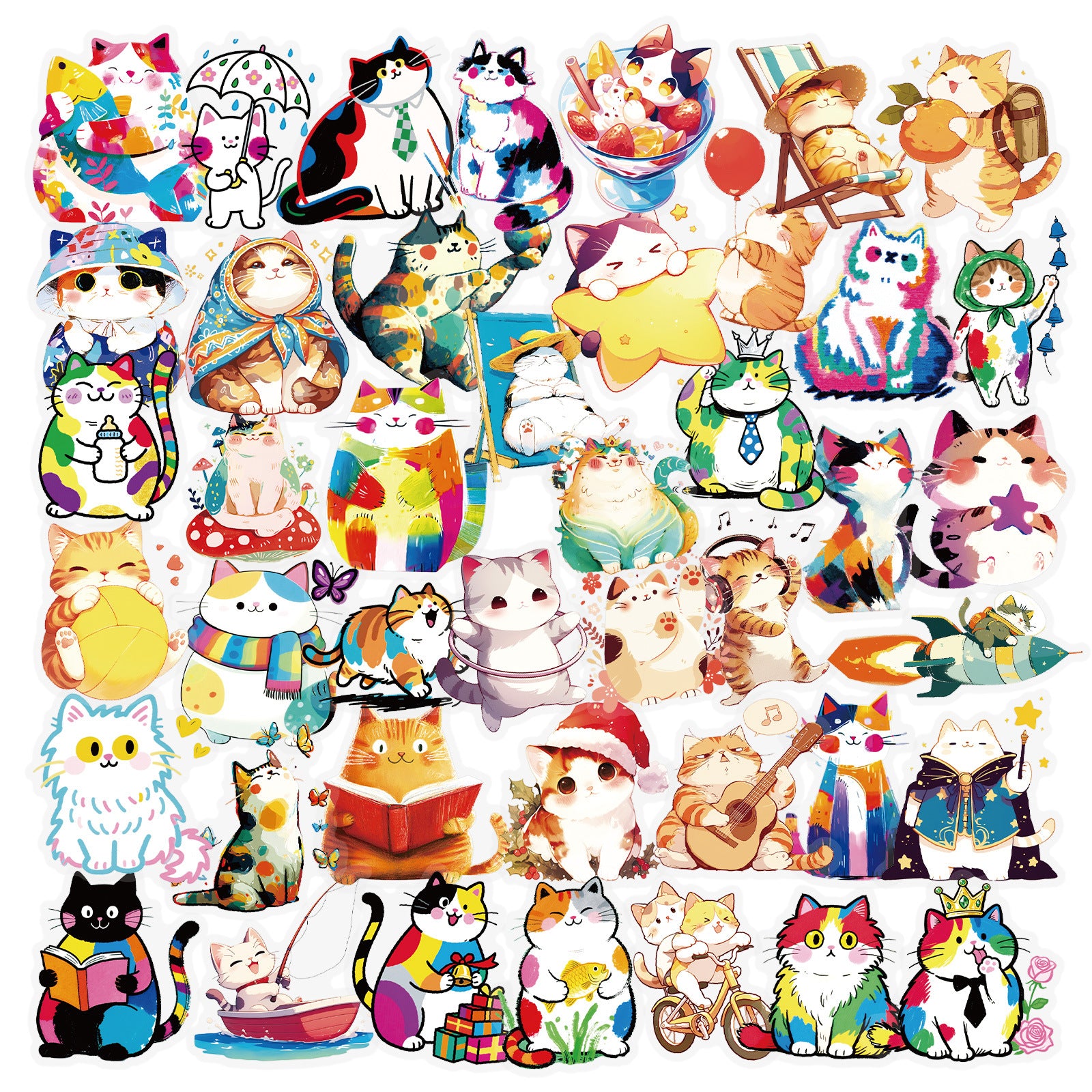 1004 56 Cartoon cat PET sticker