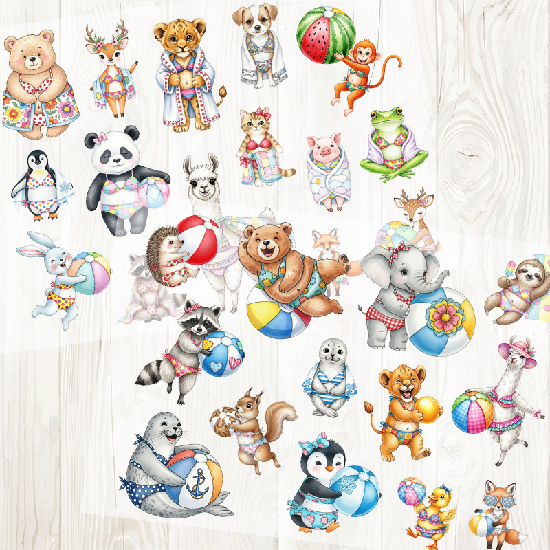 A4 Cute Animals matte PET pre-cut large sticker 1 pack 2 sheets