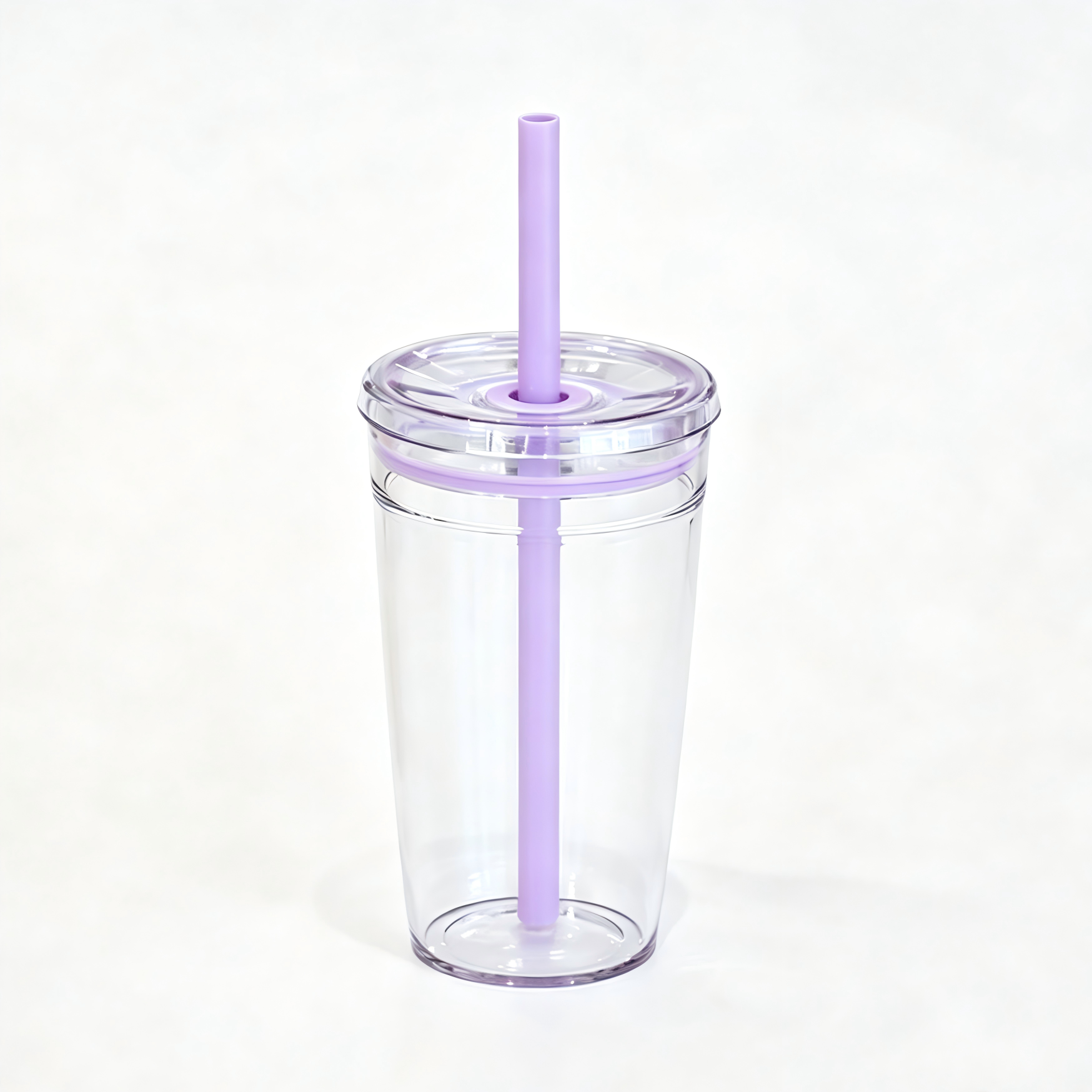 16oz Blank Clear Acrylic Tumbler with Lid & Color Straw – Perfect for Vinyl DIY