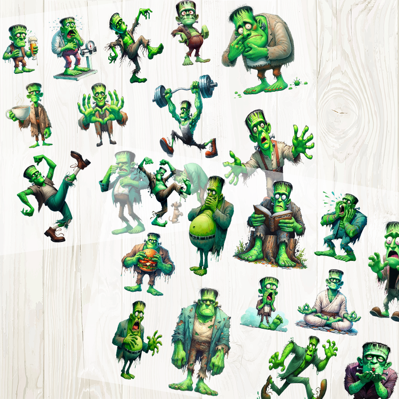 A4 Frankenstein matte PET pre-cut large sticker 1 pack 2 sheets