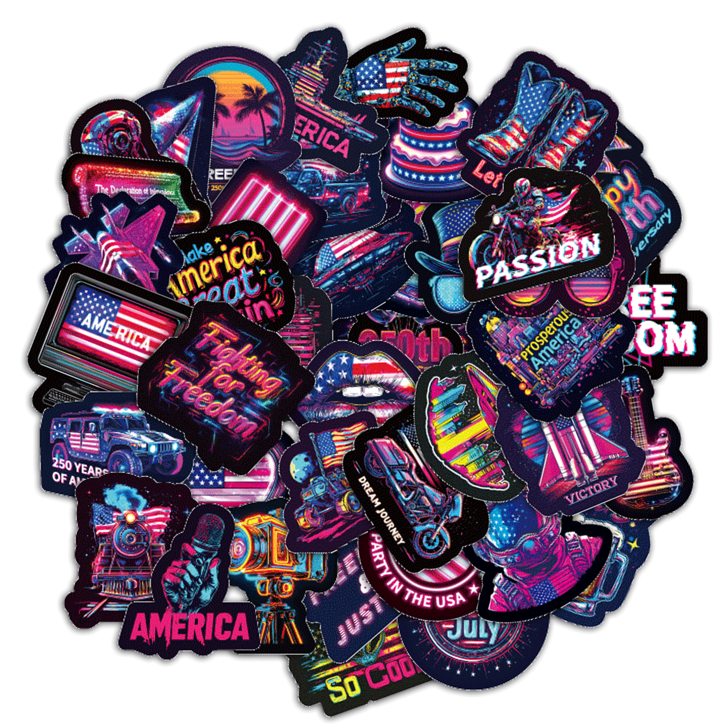 0401 250th Anniversary of America paper Stickers -50Pcs each pack