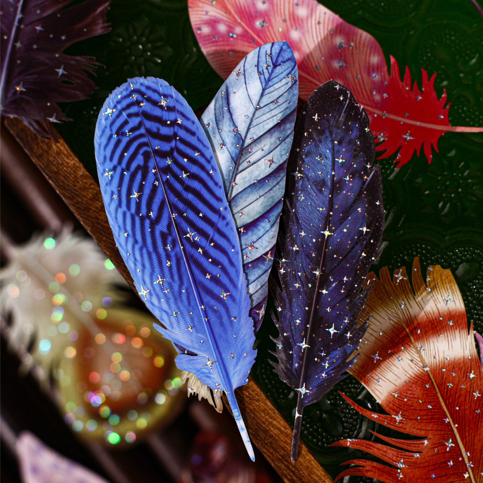 260513 Feather cardstock Sticker -10Pcs each pack