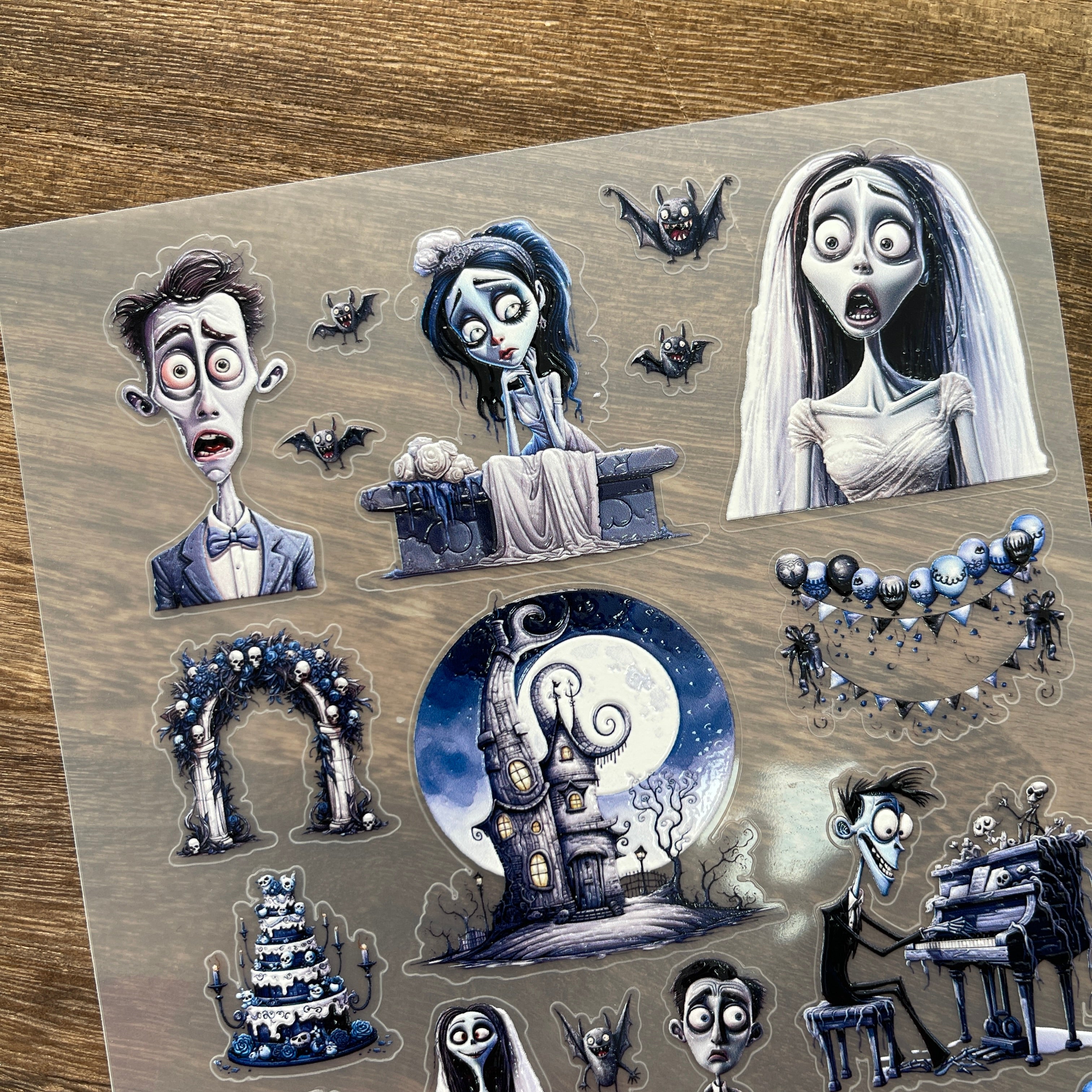 3D Gothic Corpse Bride PET Stickers 1pcs