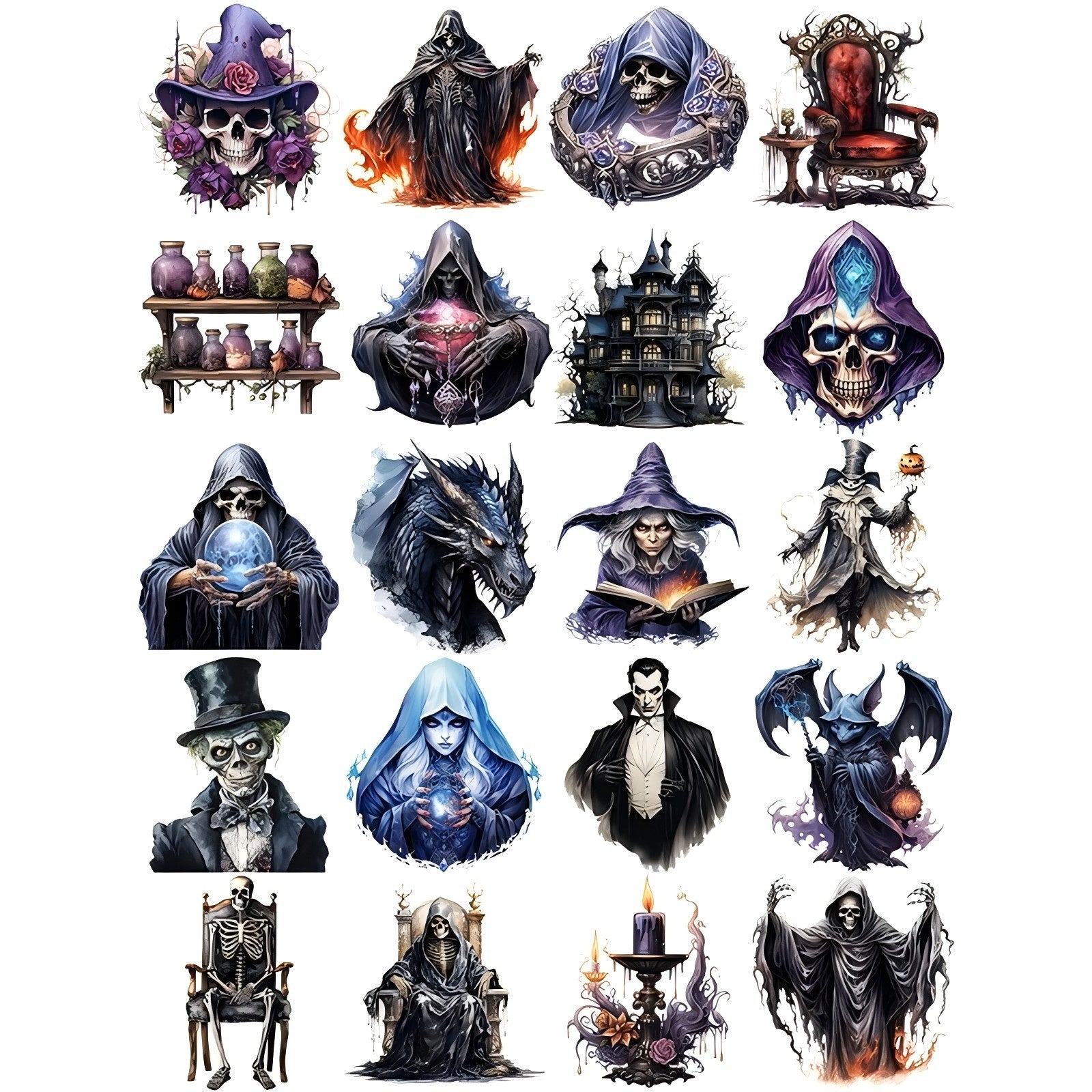 0101 Halloween Horror solid sticker with white border -20Pcs each pack