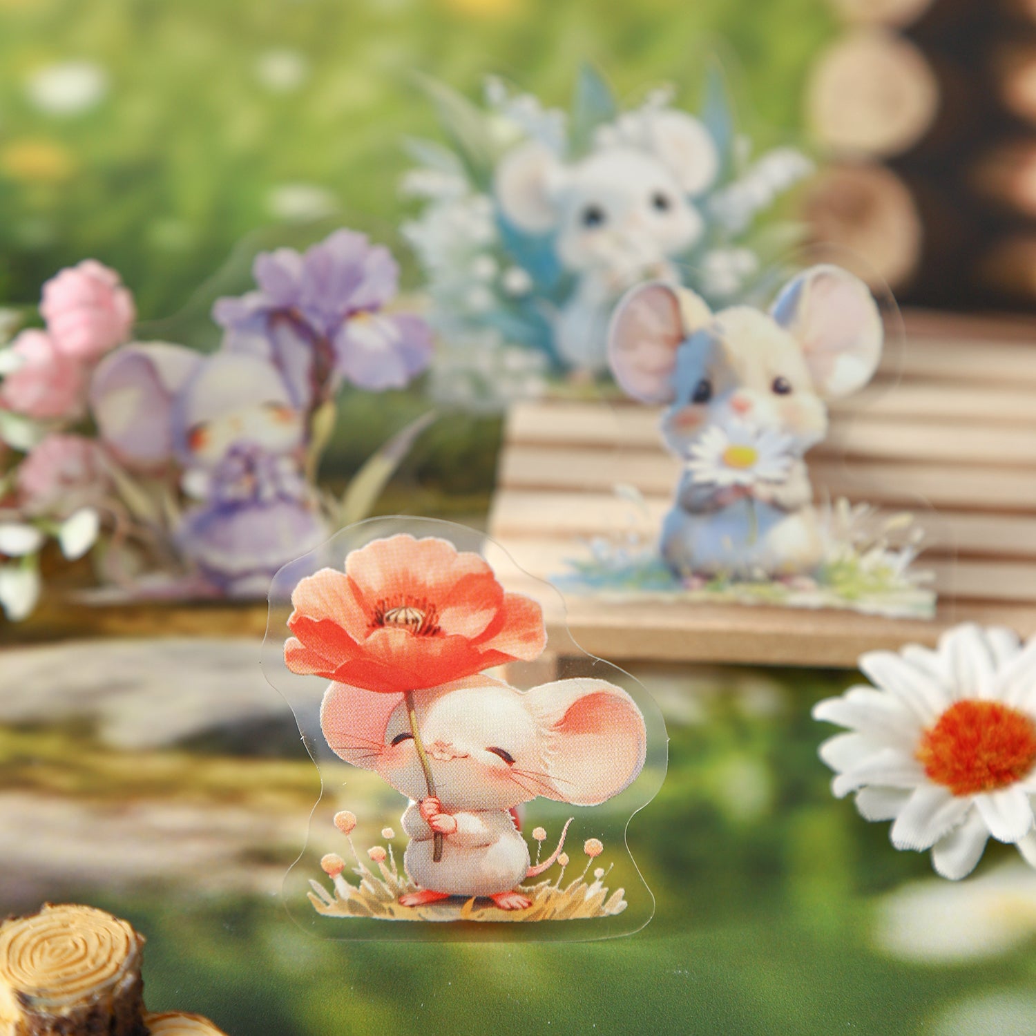 0708 Hamster PET sticker -15Pcs each pack