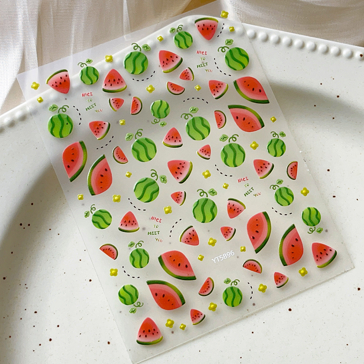 0719 M162- Watermelon Embossed Mini sticker 1 Pcs