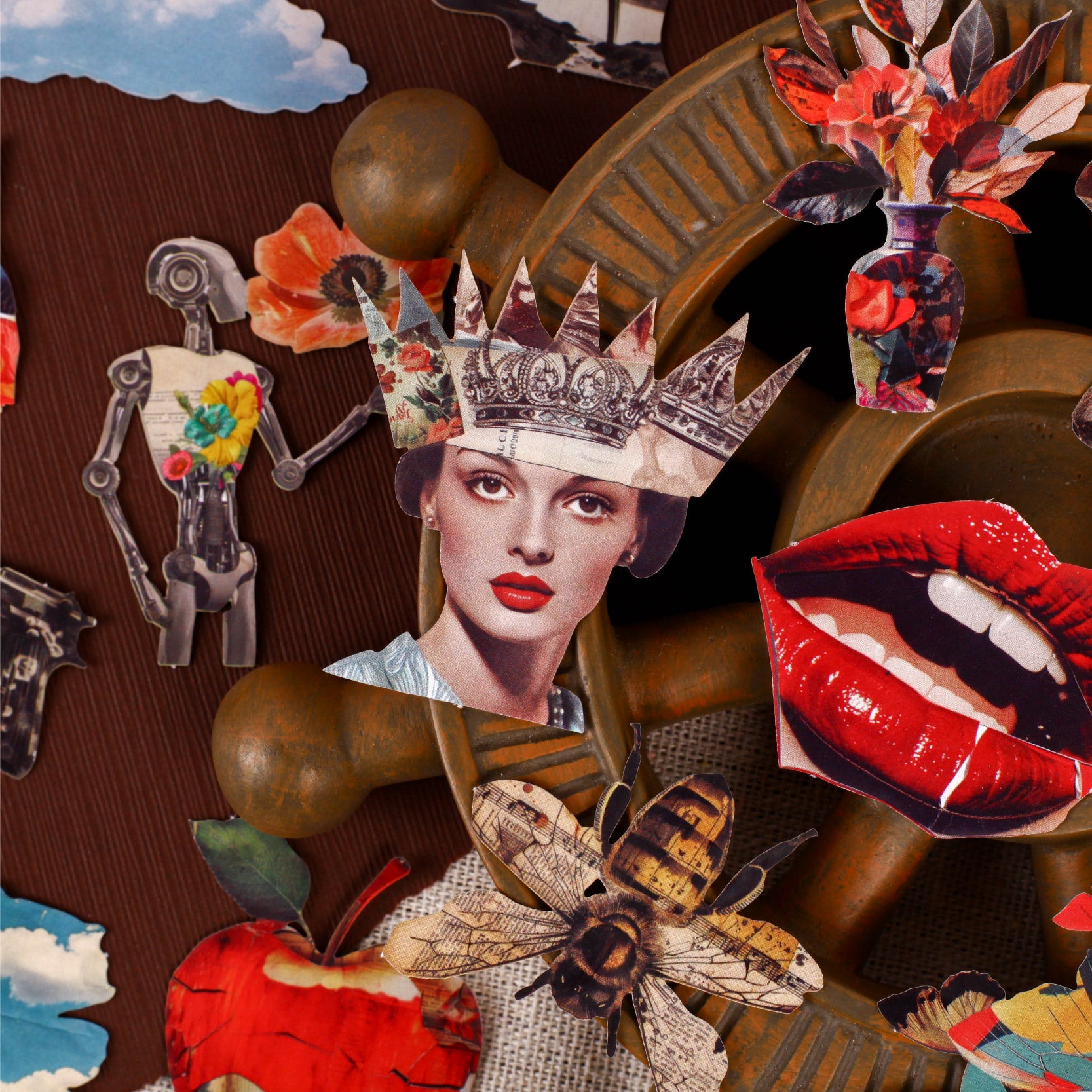 260415 Old Dreams Collage Poetry cardstock sticker -10Pcs each pack