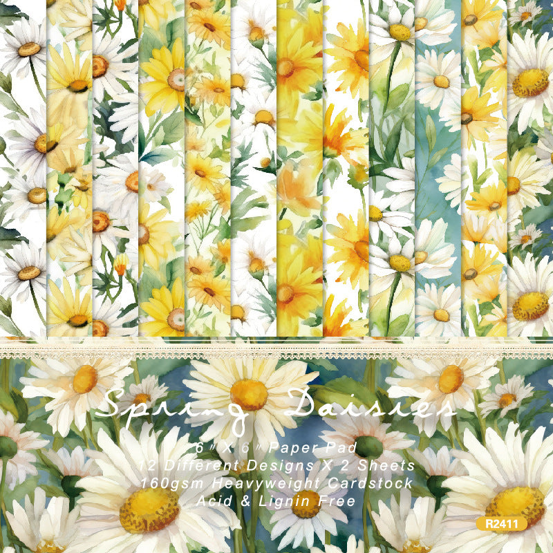 0320 Spring daisres background paper R2411 -24Pcs each pack