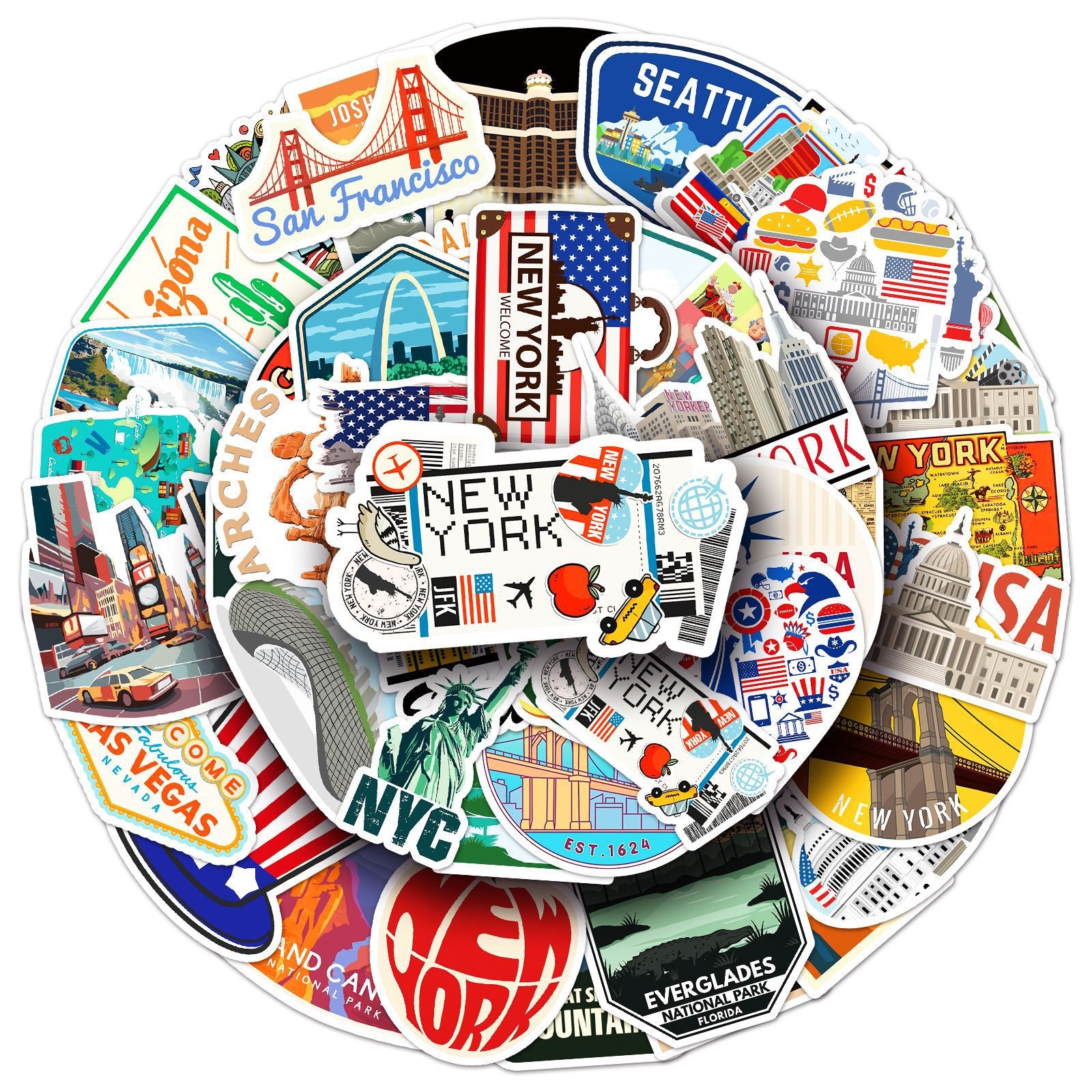 50 USA Stickers solid with white border – Goodiesforsoul