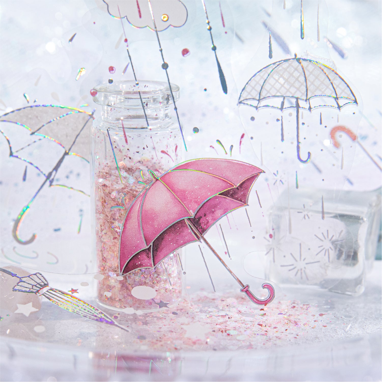 0828 Umbrella PET Sticker -20Pcs each pack