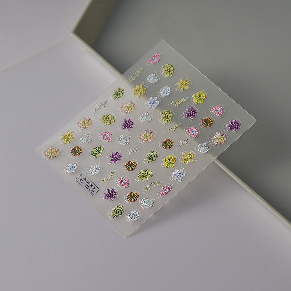 0824 M199- Succulent Embossed Mini sticker 1 Pcs