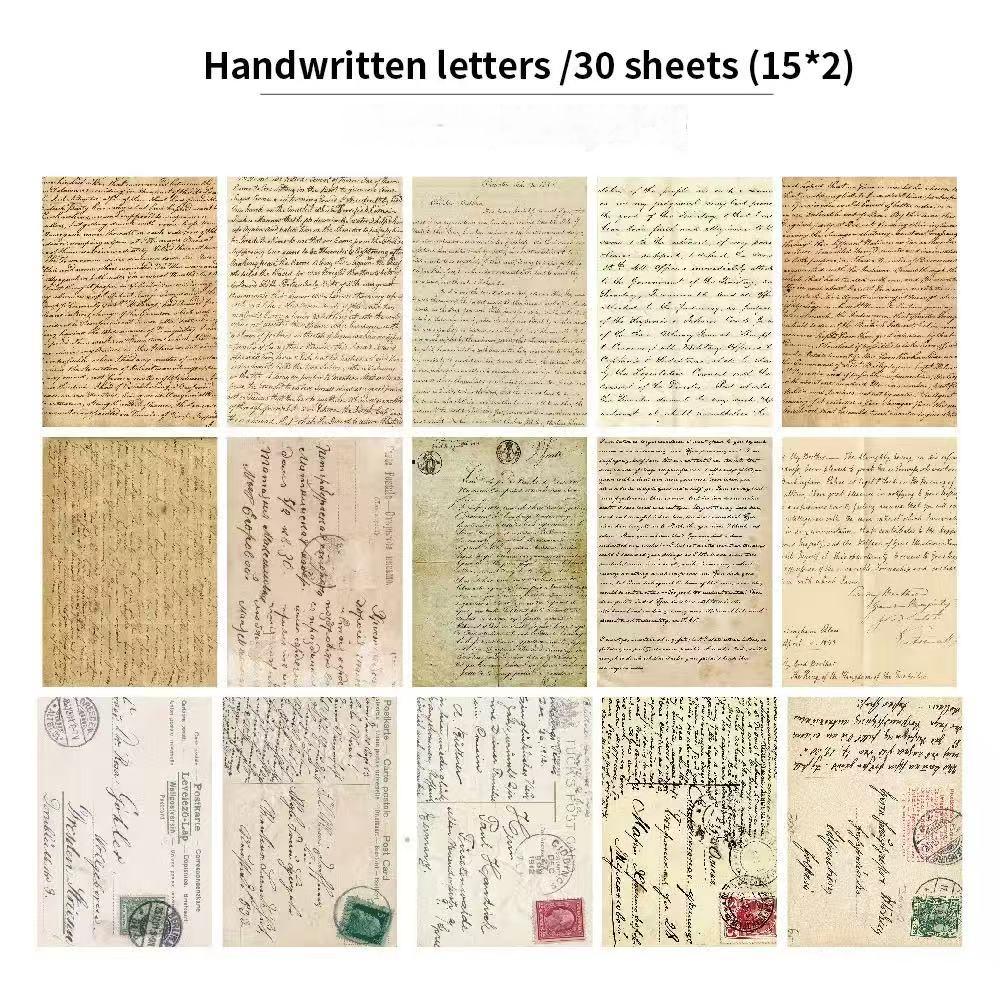 0731 Vintage Handwritten letters background paper -30Pcs each pack