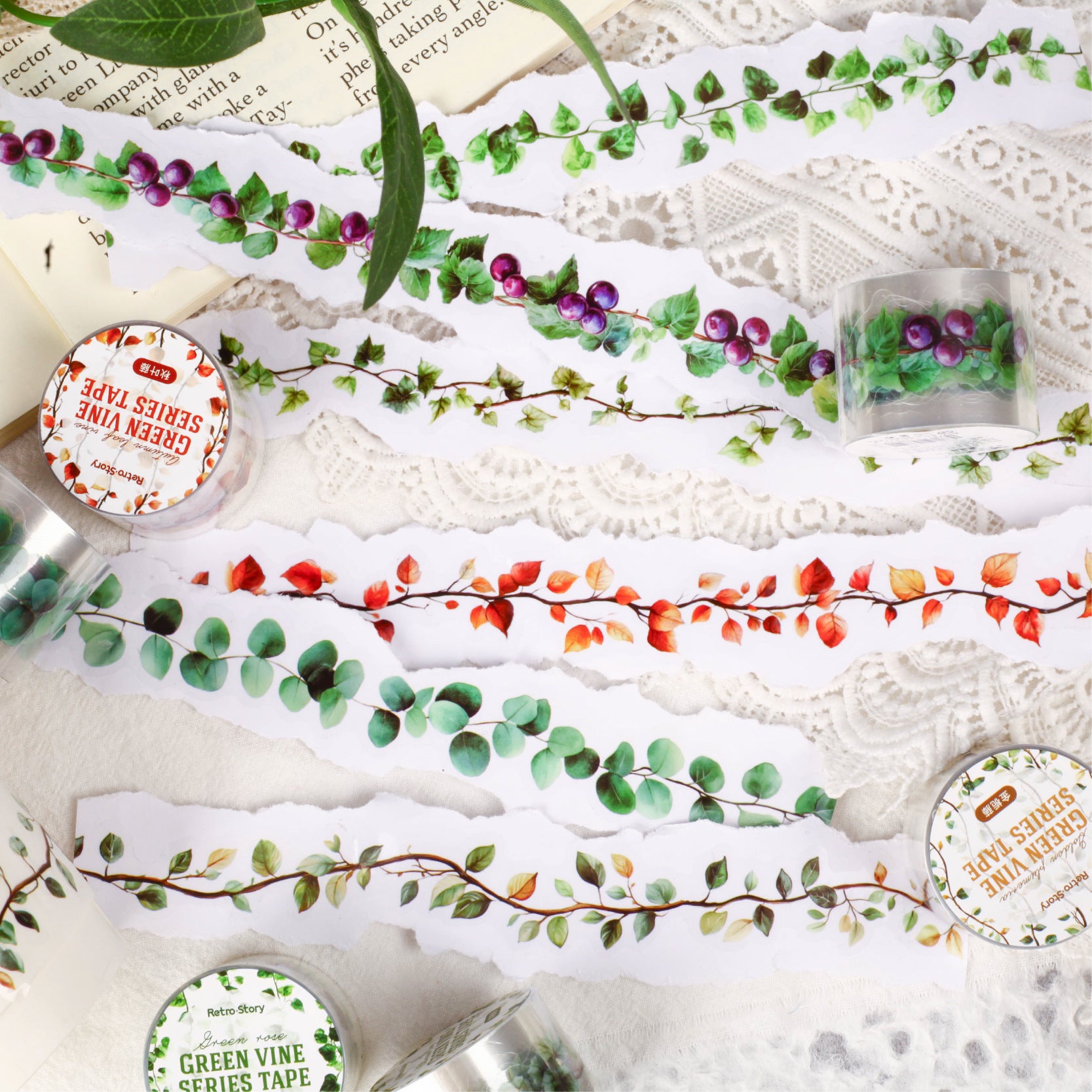 0404 Green vine Series PET tape -3CM*2M