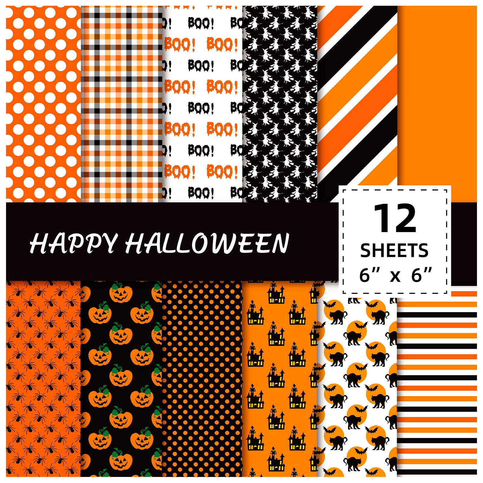 0813 Happy Halloween background paper -12Pcs each pack