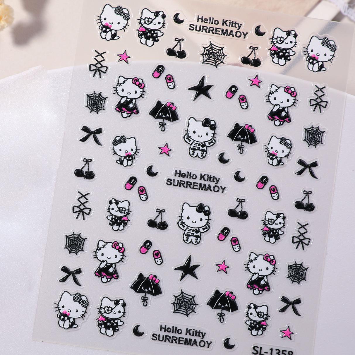 1022 M247- Black HelloKitty Embossed Mini sticker 1 Pcs