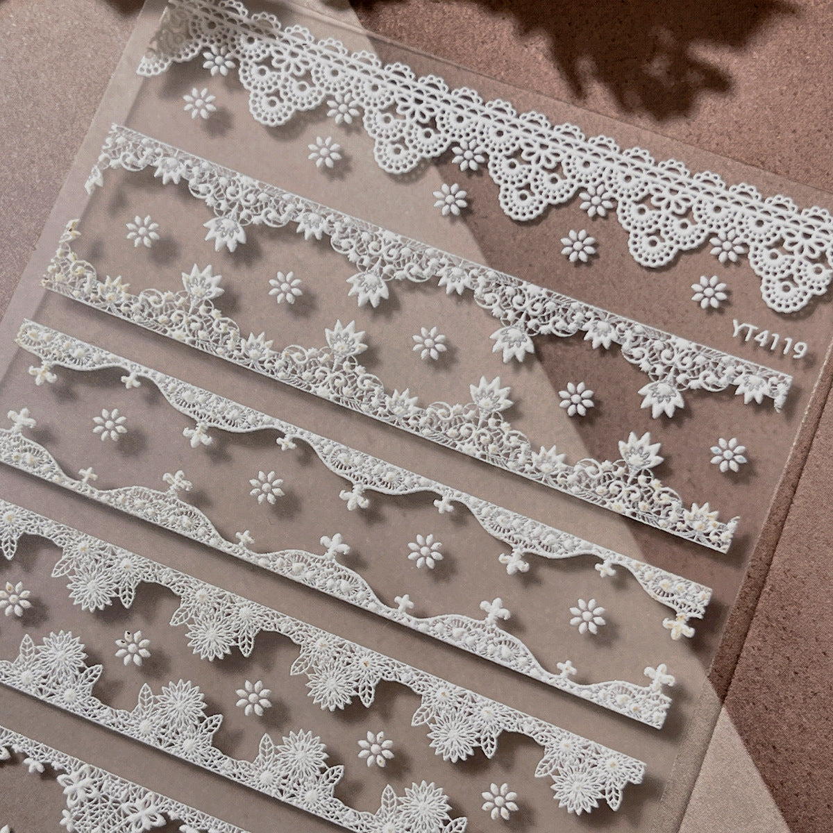 0824 M197- Lace strip Embossed Mini sticker 1 Pcs