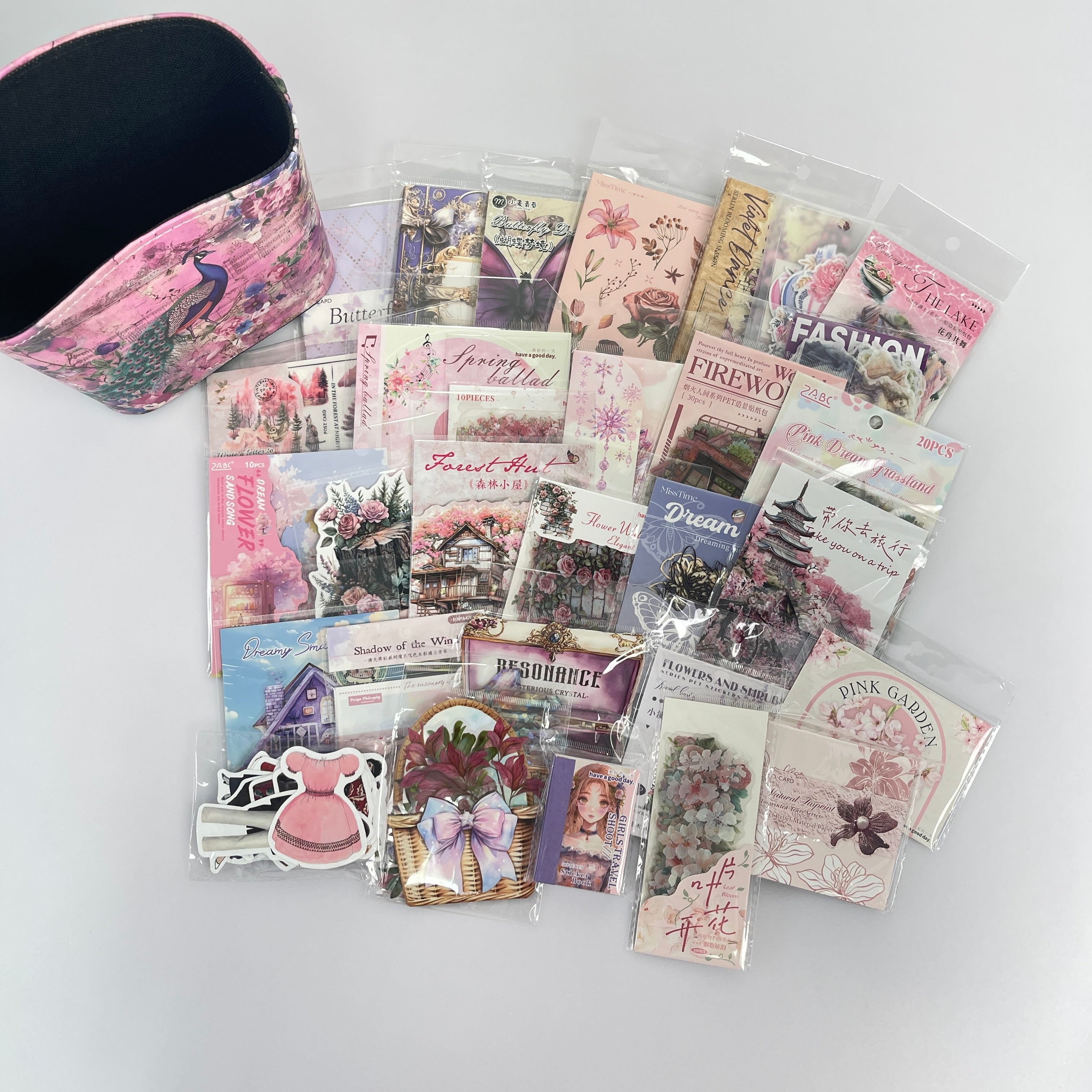 0806 B69 Pink and purple journaling supplies mixed bundle