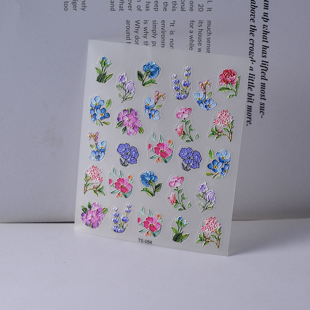 0920 M220- Colorful flower Embossed Mini sticker 1 Pcs