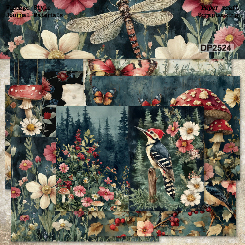 0620 A5 Woodpecker background paper DP2524 -8Pcs each pack