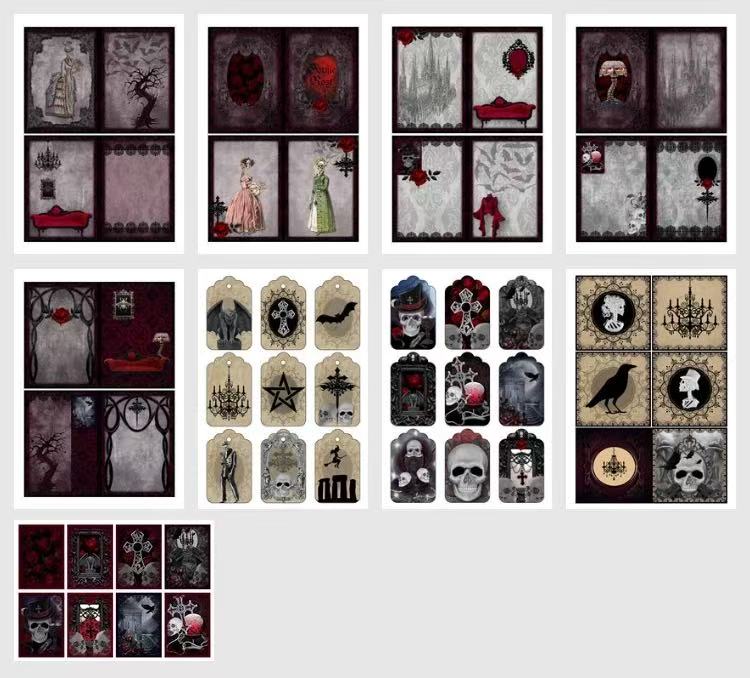 0315 A4 size Gothic Vampire Style Paper 9 pcs