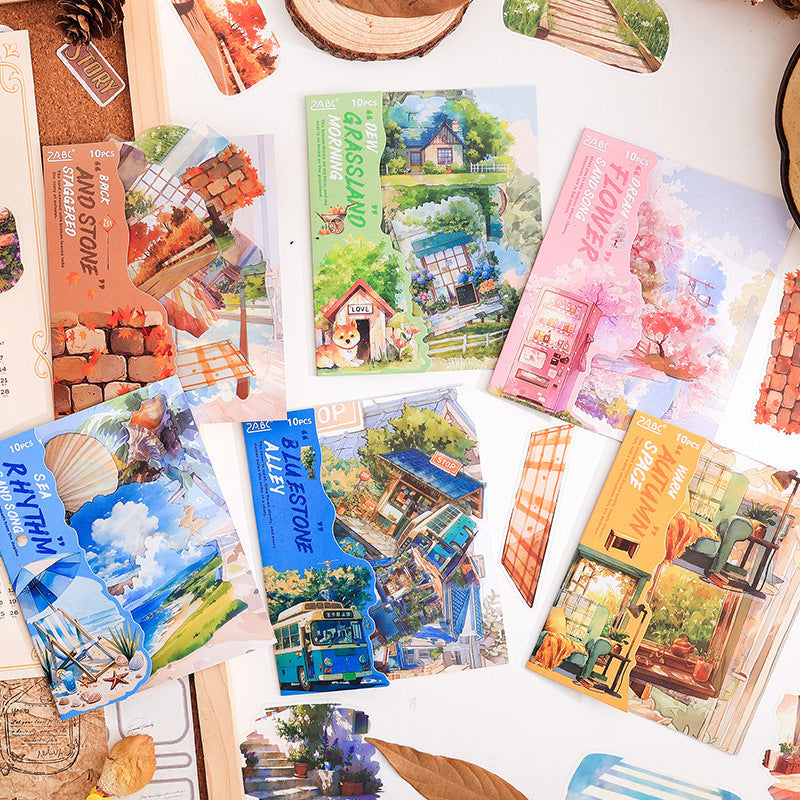 0220 Nature Scroll Series sticker -10Pcs each pack