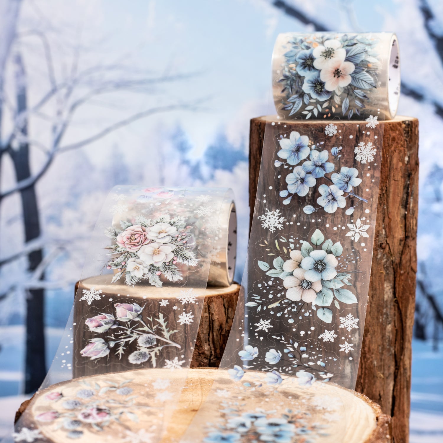 1101 Winter flowers pre-cut PET tape -5cm*2m