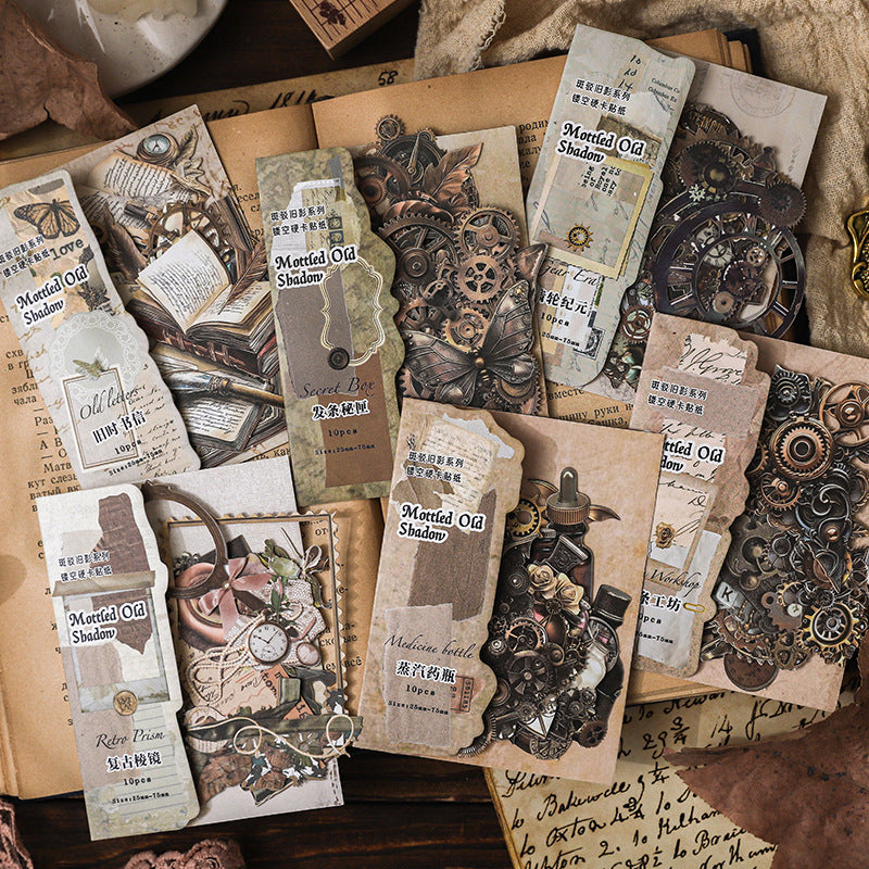 0814 Vintage cardstock die cut Sticker -10Pcs each pack
