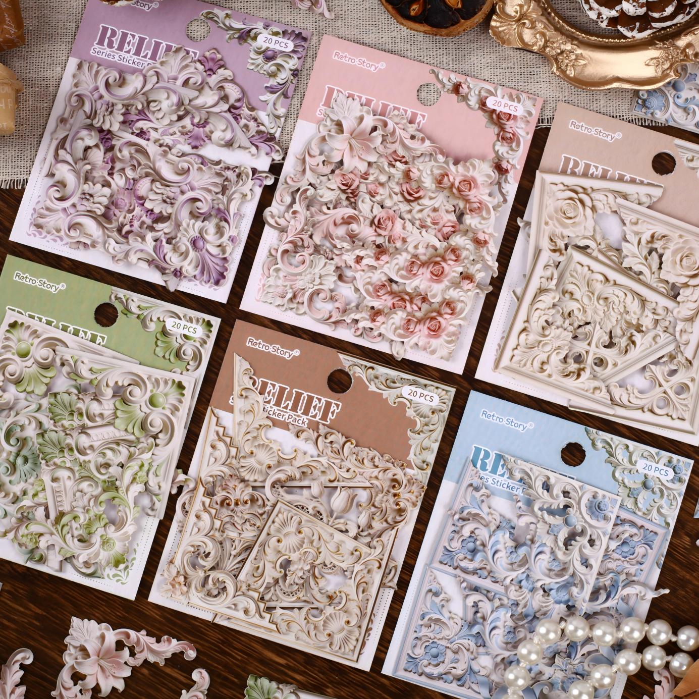 260317 Relief cardstock sticker -20Pcs each pack
