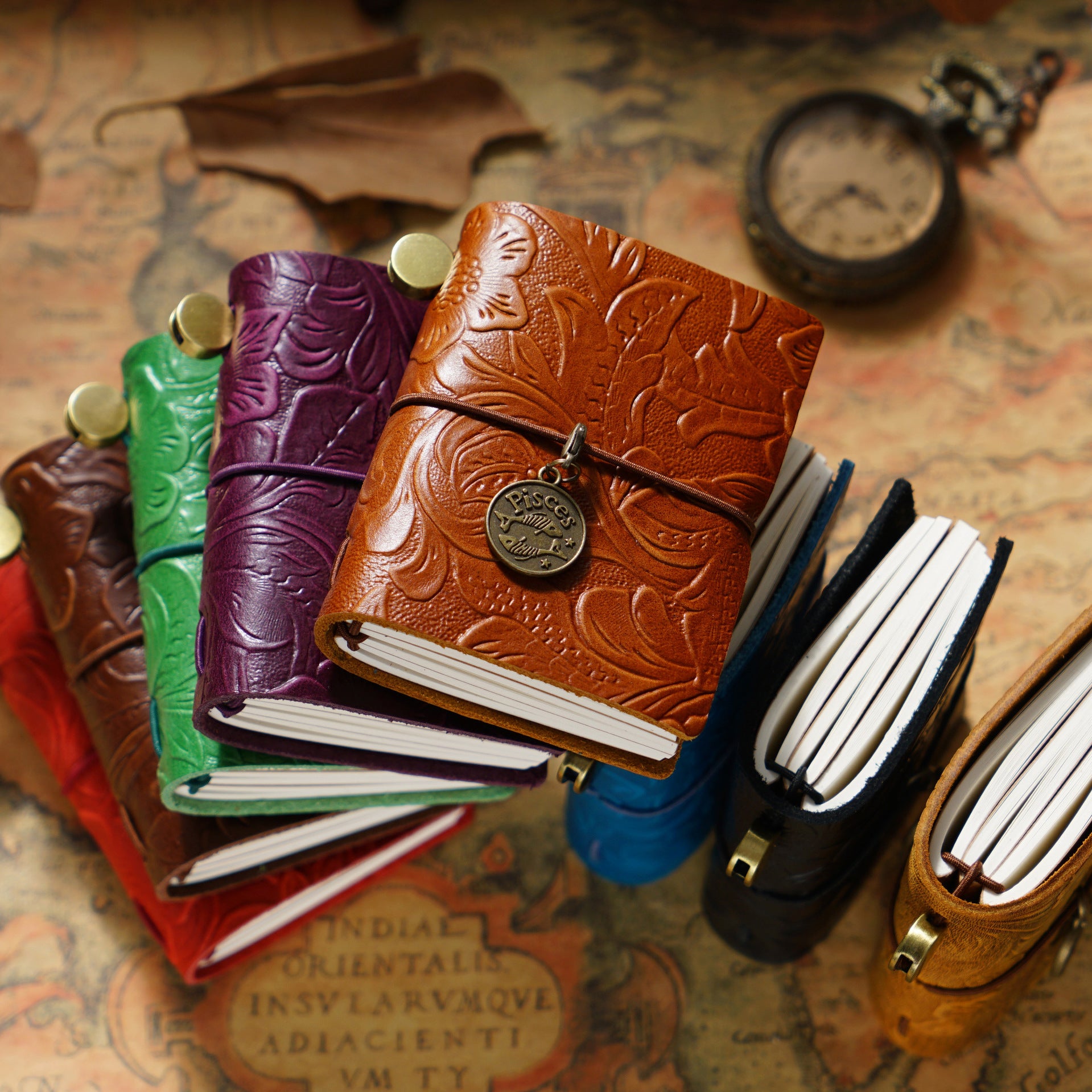0101 Leather embossed mini journal