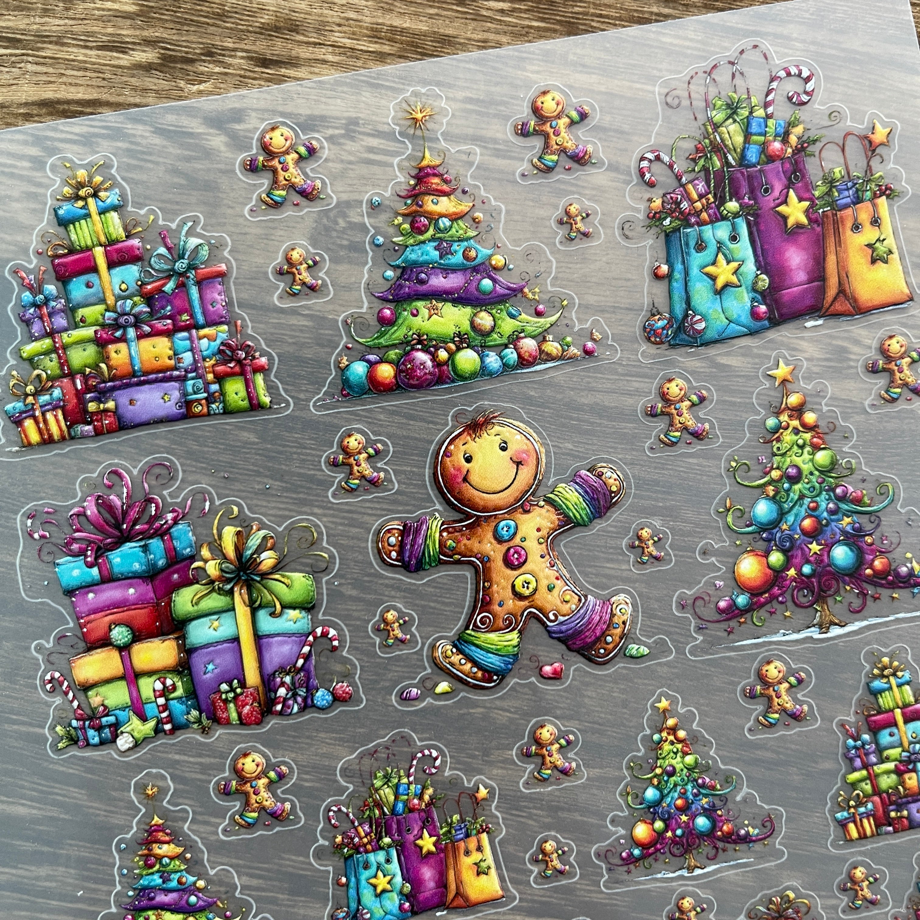 3D Rainbow christmas PET Stickers 1pcs