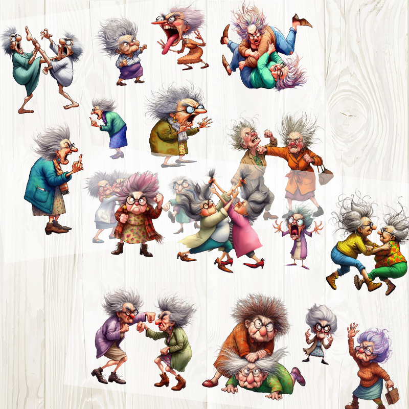 A4 The Fighting Grandma matte PET pre-cut large sticker 1 pack 2 sheets