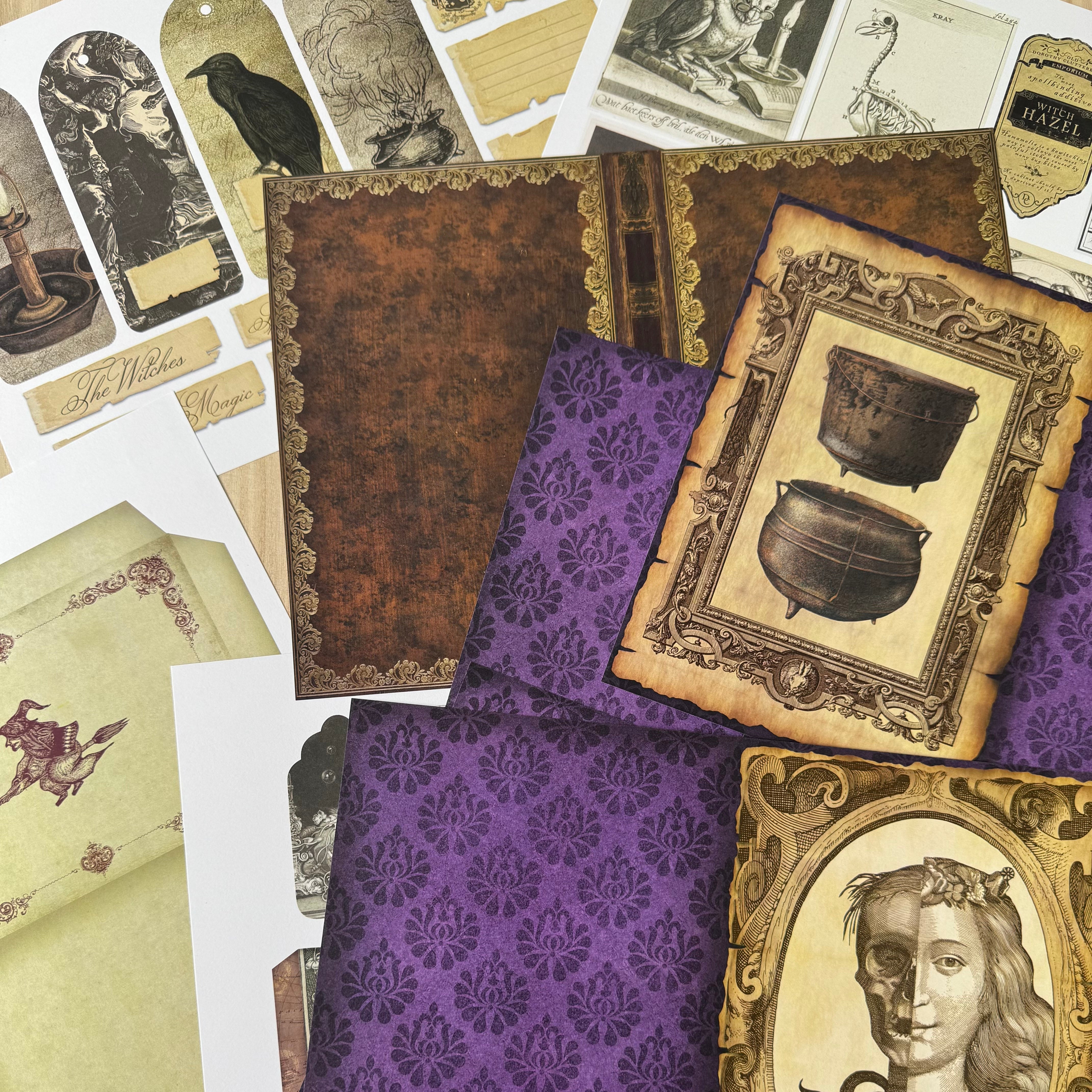 0712 A4 size Vintage Dark magic Style Paper 12 pcs