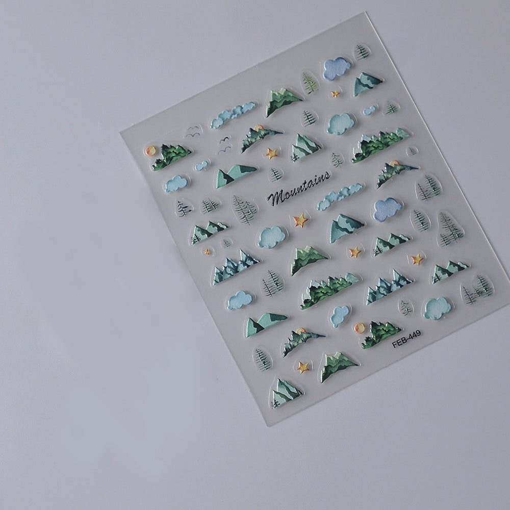 0521 M92- Mountain Embossed Mini sticker 1 Pcs
