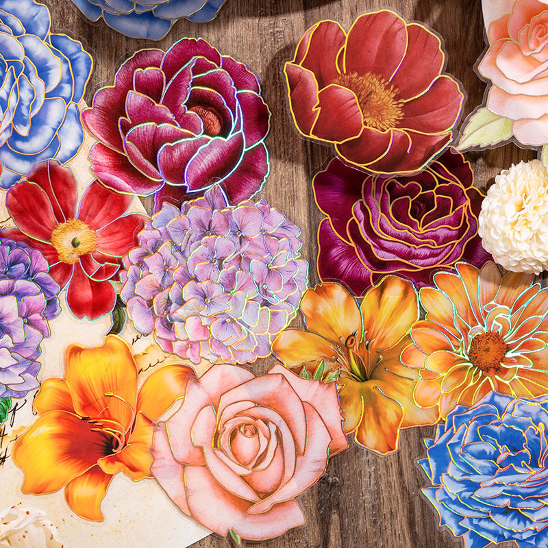 0412 Flowers in full lloom Seriess PET Sticker -10Pcs each pack