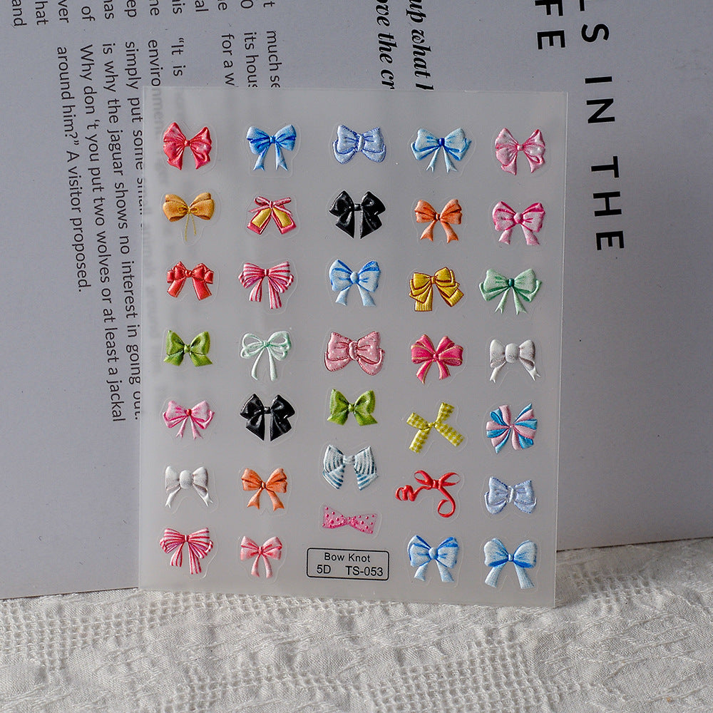 0808 M181- Colorful bow Embossed Mini sticker 1 Pcs