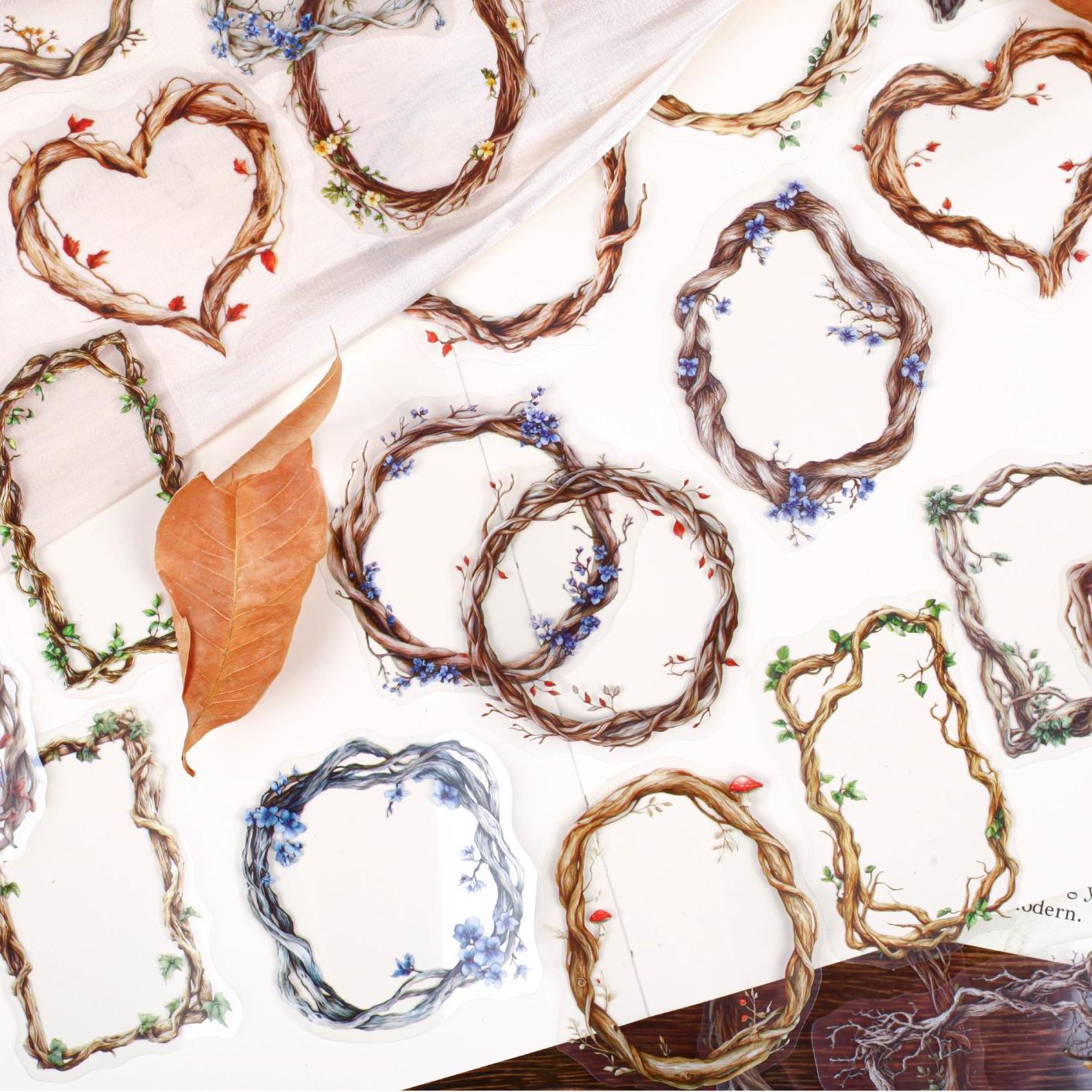 0819 Tree vine circle PET Sticker -20Pcs each pack