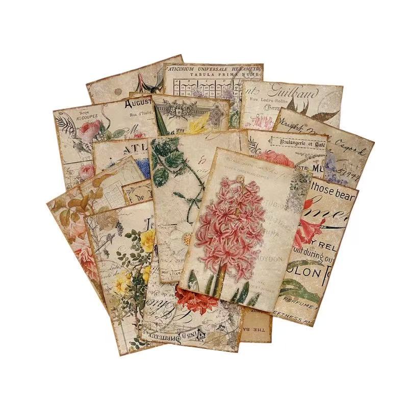 1225 Handmade Coffee botanical pattern paper -16Pcs each pack
