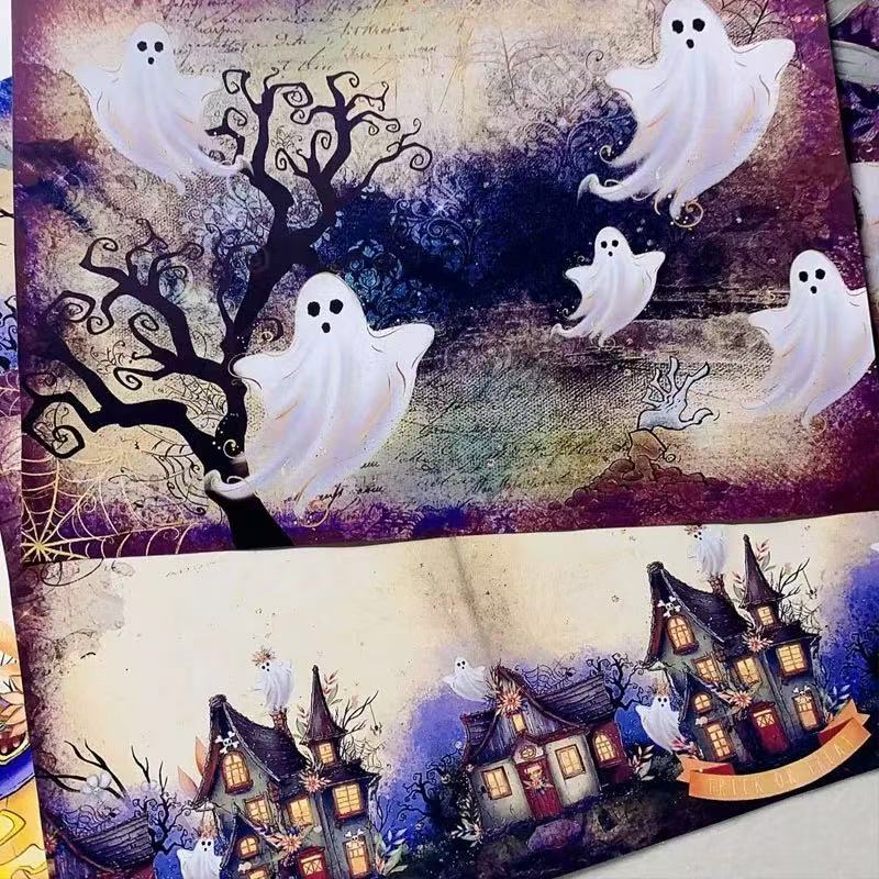260117 A4 size Halloween ghost pumpkin Style paper 4 pcs