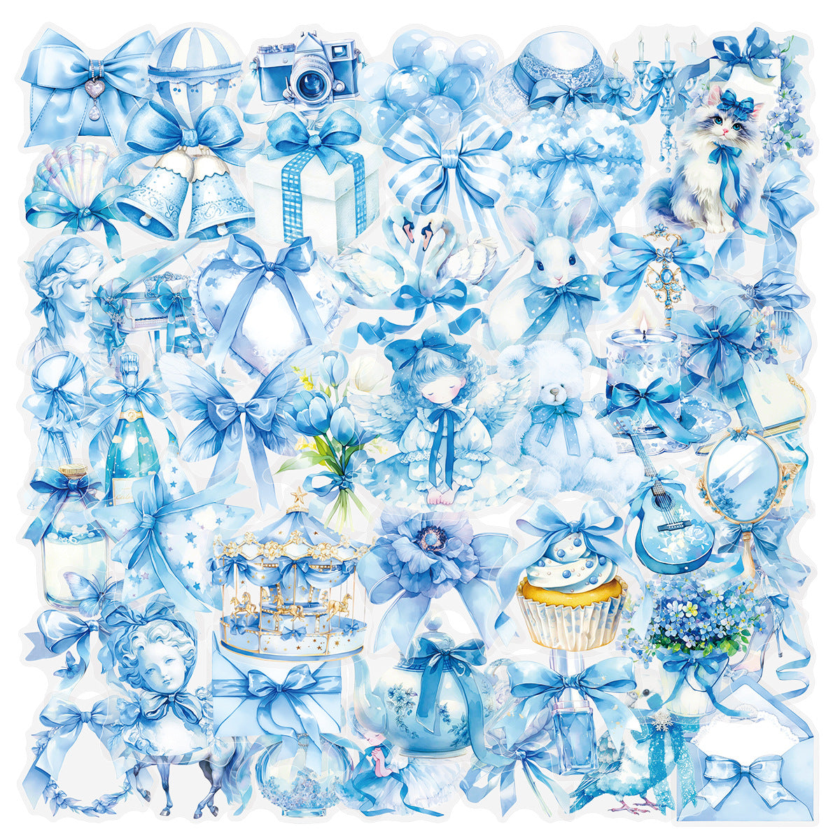 1018 50 Blue bow PET sticker