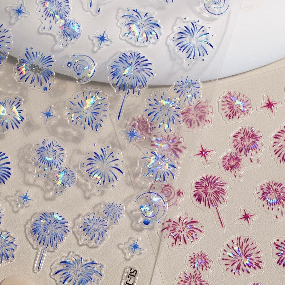 1208 M271- Fireworks Embossed Mini sticker 1 Pcs
