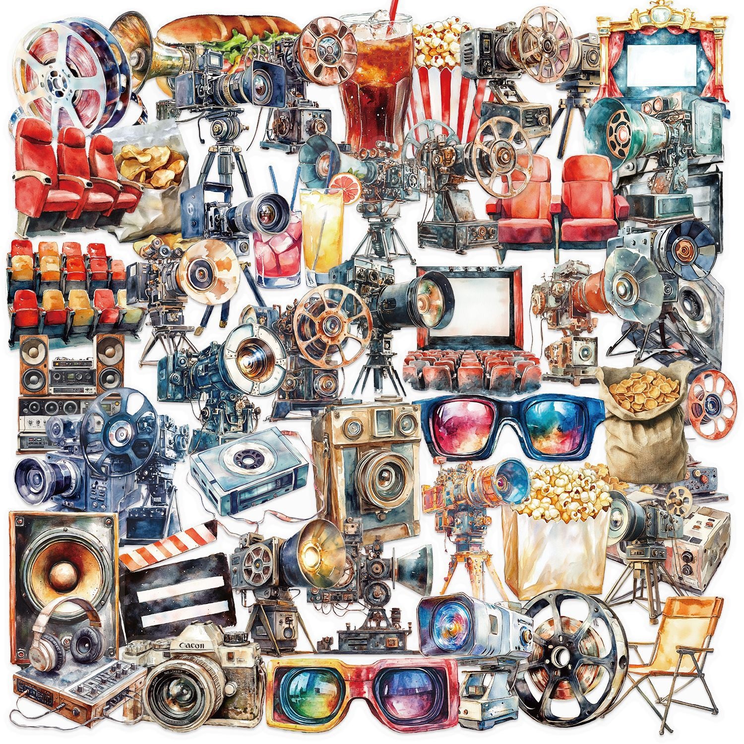 1011 50 Vintage movie projector PET sticker