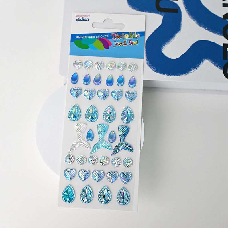 1030 Acrylic blue Mermaid Tail Diamond Sticker 1 pack 1 pcs
